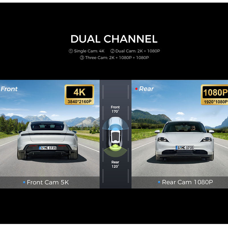 Dual-Lens Dash Cam V620 Night Vision Wide-Angle 4K